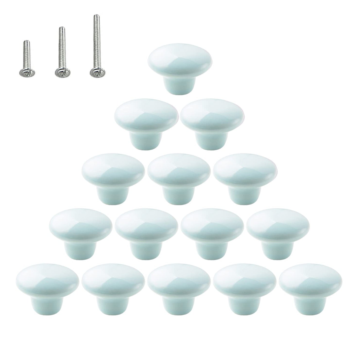 HUAMULAN 15PCS Glossy Ceramic Knobs Button Round Mushroom Cabinet Dresser Vintage Pulls Door Handles Cupboard Wardrobe Drawer, Dia. 1.5 inch 38mm