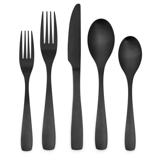 40 Piece Silverware Set, Bettlife Matte Black Silverware Set for 8, Stainless Steel Flatware, Utensil Sets Cutlery Set for New Apartment, Minimalist, Dishwasher Safe