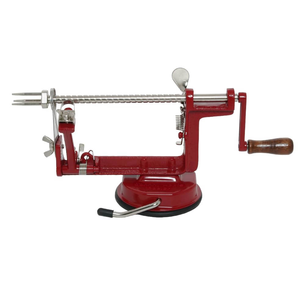Johnny Apple Peeler, Corer, Slicer, Pie Maker, Stainless Steel Blades, Red VKP1010