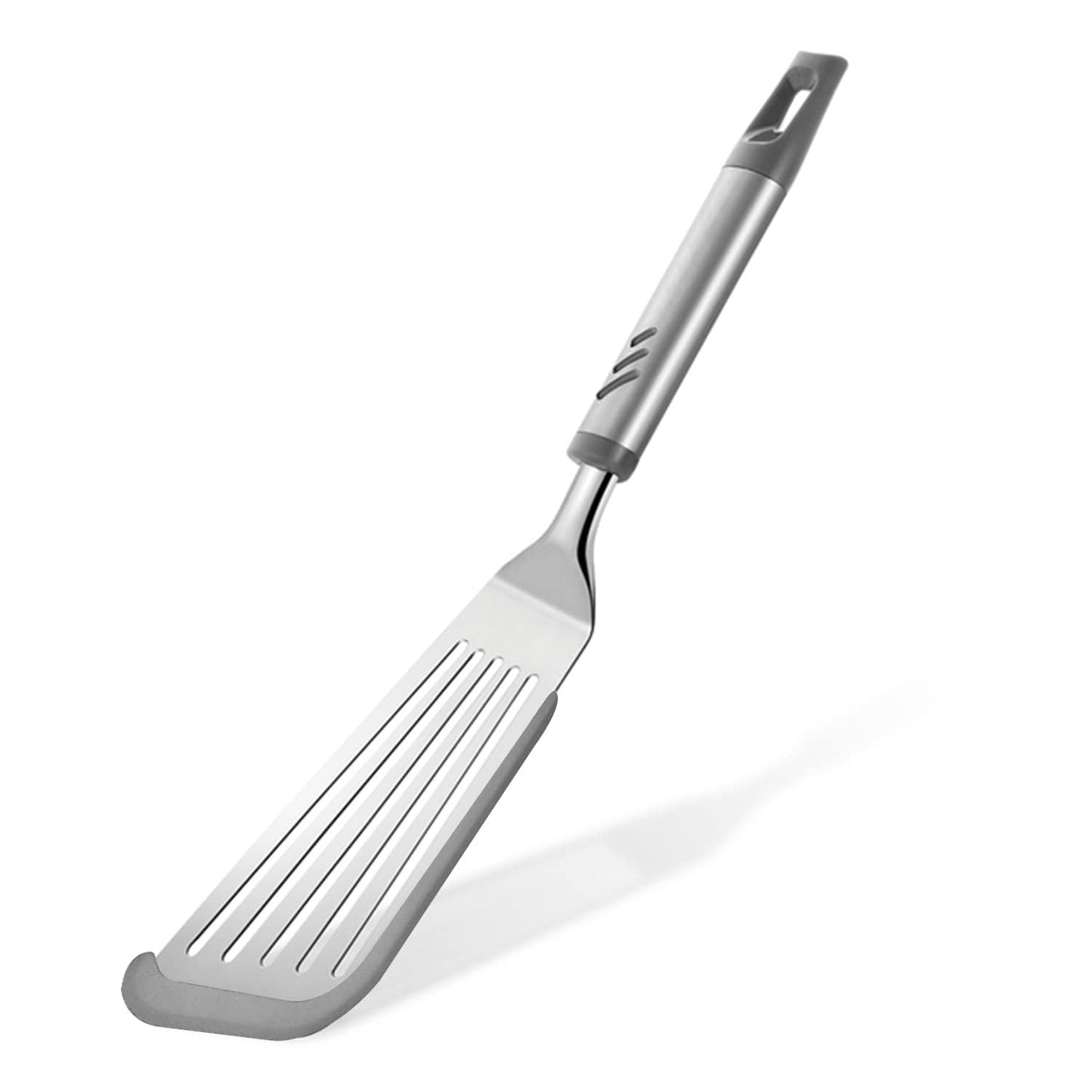 Lebabo Silicone Spatula - Fish Spatula for Non Stick Frying Pan - Flexible Slotted Turner for Cooking and Flipping - Stainless Steel Egg Flipper with Silicone Edge - Heat Resistant - Dishwasher Safe