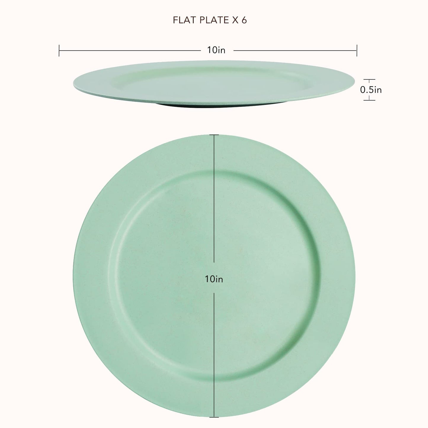 greenandlife 10inch/6pcs Dishwasher & Microwave Safe Wheat Straw Plates - Lightweight Reusable Unbreakable Dinner Plates, Non-toxin, BPA Free and Healthy for Kids & Adults