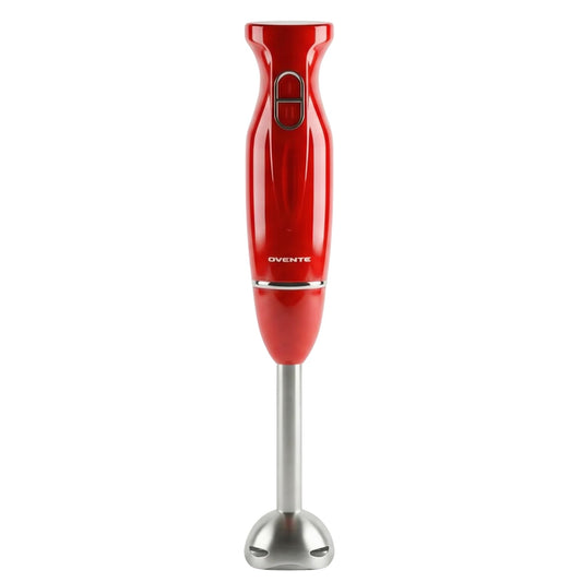 OVENTE Immersion Hand Blender, 300W Electric Handheld Stick Mixer with 2 Mixing Speeds and Stainless Steel Blades for Smoothies, Purees & Baby Food, Red HS560R
