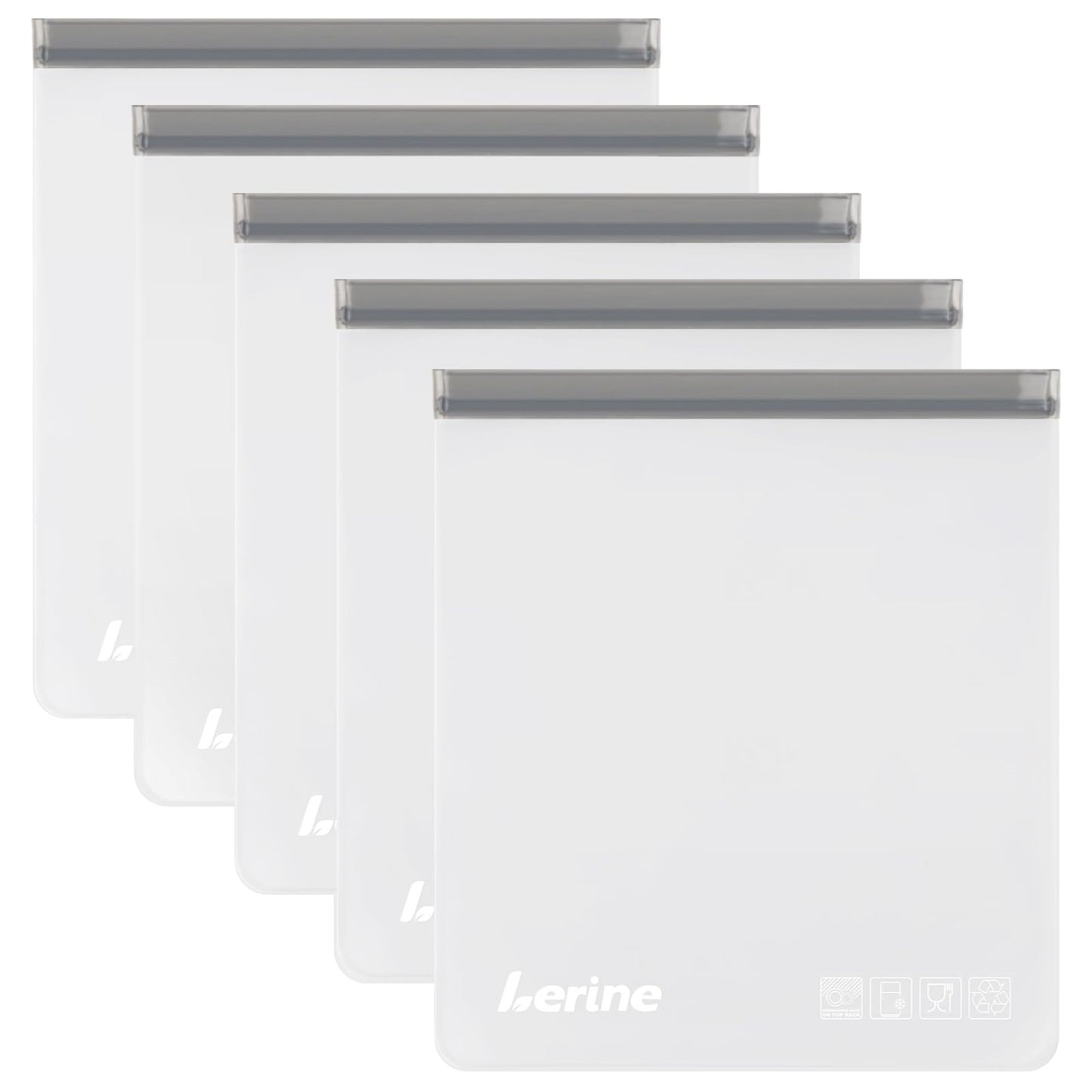 Lerine Reusable 2 Gallon Freezer Bags Dishwasher Safe 13"x15.6", Leakproof BPA Free Reusable Freezer Bags 2 Gallon, Food Storage Bags for Marinate Meats, Vegetables, Home Organization(Gray,2Gallon)