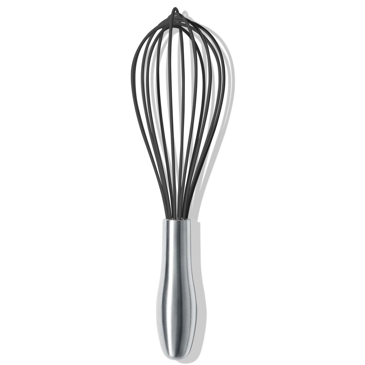 OYV 10-Inch Black Silicone Whisk, Heat Resistant 480°F Kitchen Whisk with Stainless Steel Ergonomic Handle, Non-Scratch for Nonstick Cookware, Dishwasher Safe, Perfect for Blending, Cooking & Beating