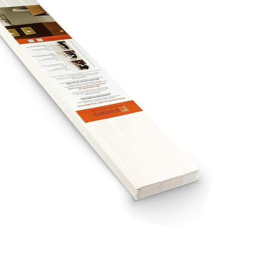 Plastpro PVC Wall Panels - 8 Foot, Reversible Beadboard & Shiplap Waterproof Wainscoting Panels for Bathrooms & Kitchens, Easy Install Interior PVC for Walls, White (7 Piece Kit)