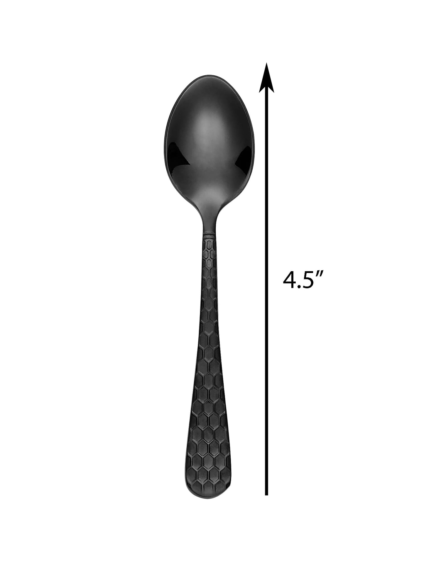 Lorren Home Trends Textured Demitasse Espresso Spoons, 4.5 inches, Set of 6, Black