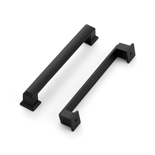 Ravinte Hardware 10 Pack Matte Black Cabinet Pulls, 5 Inch (128mm) Hole Center Zinc Alloy Drawer Handles for Kitchen Cabinets, Cupboards, Dressers, Square Solid Metal Hardware