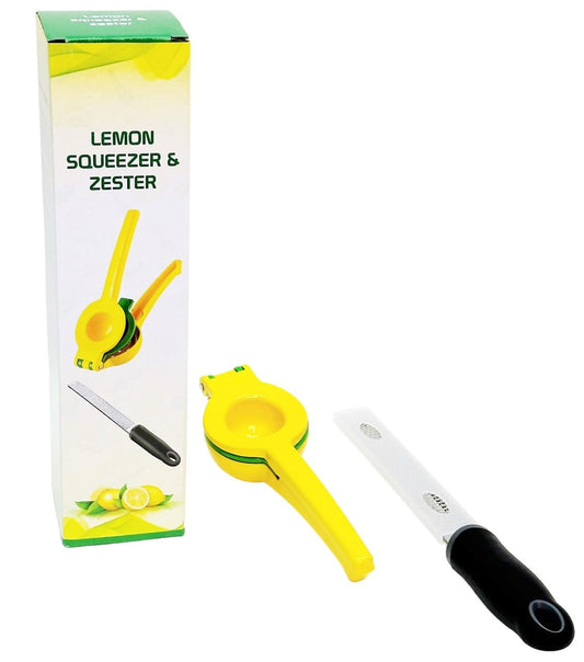 2Pcs Lemon Squeezer and Zester Grater Set, Citrus Juicer, Hand Press, Easy to Use, Ideal for Parmesan Cheese Grater, Lemon and Ginger Zester