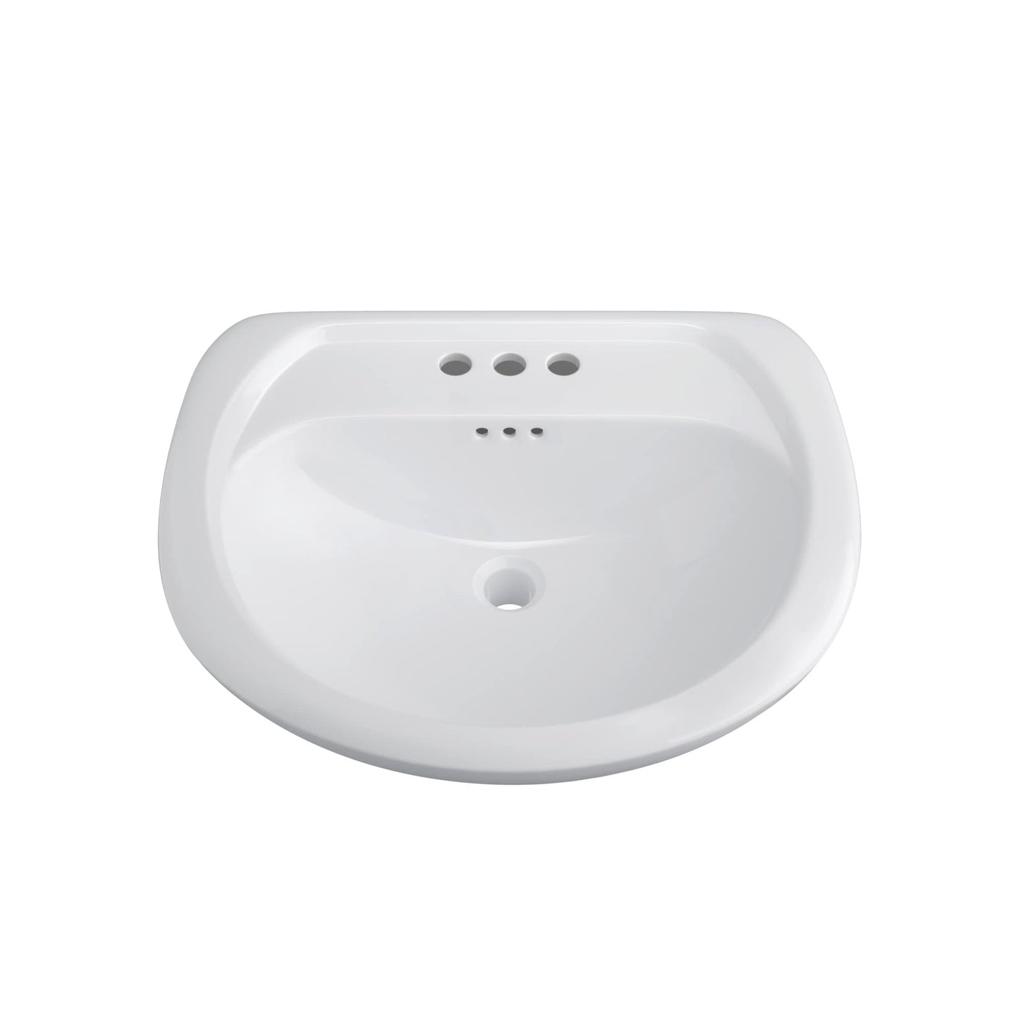 PROFLO PF4004 Lisbon Valley 24" Oval Vitreous China Pedestal Bathroom Sink with Overflow and 3 Faucet Holes at 4" Centers - White