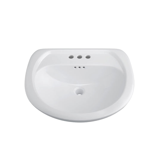 PROFLO PF4004 Lisbon Valley 24" Oval Vitreous China Pedestal Bathroom Sink with Overflow and 3 Faucet Holes at 4" Centers - White