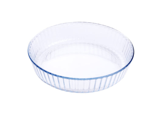 HUSANMP Clear Round Tempered Glass Baking Dish, Glass Bakeware Casserole Dish for Oven and Dishwasher Safe.