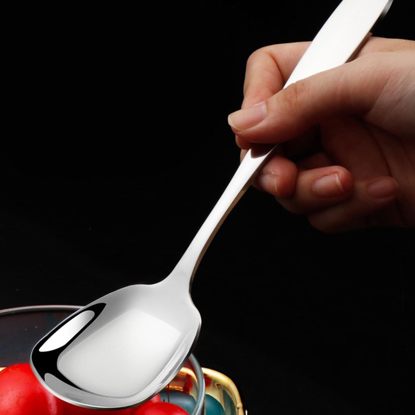 Ouliget Square Head Spoons, Korean style Square Sugar Spoon,Thick Heavy Stainless Steel Soup Spoons Table Spoons Flat Square Spoon,7 Inch,Set of 4.