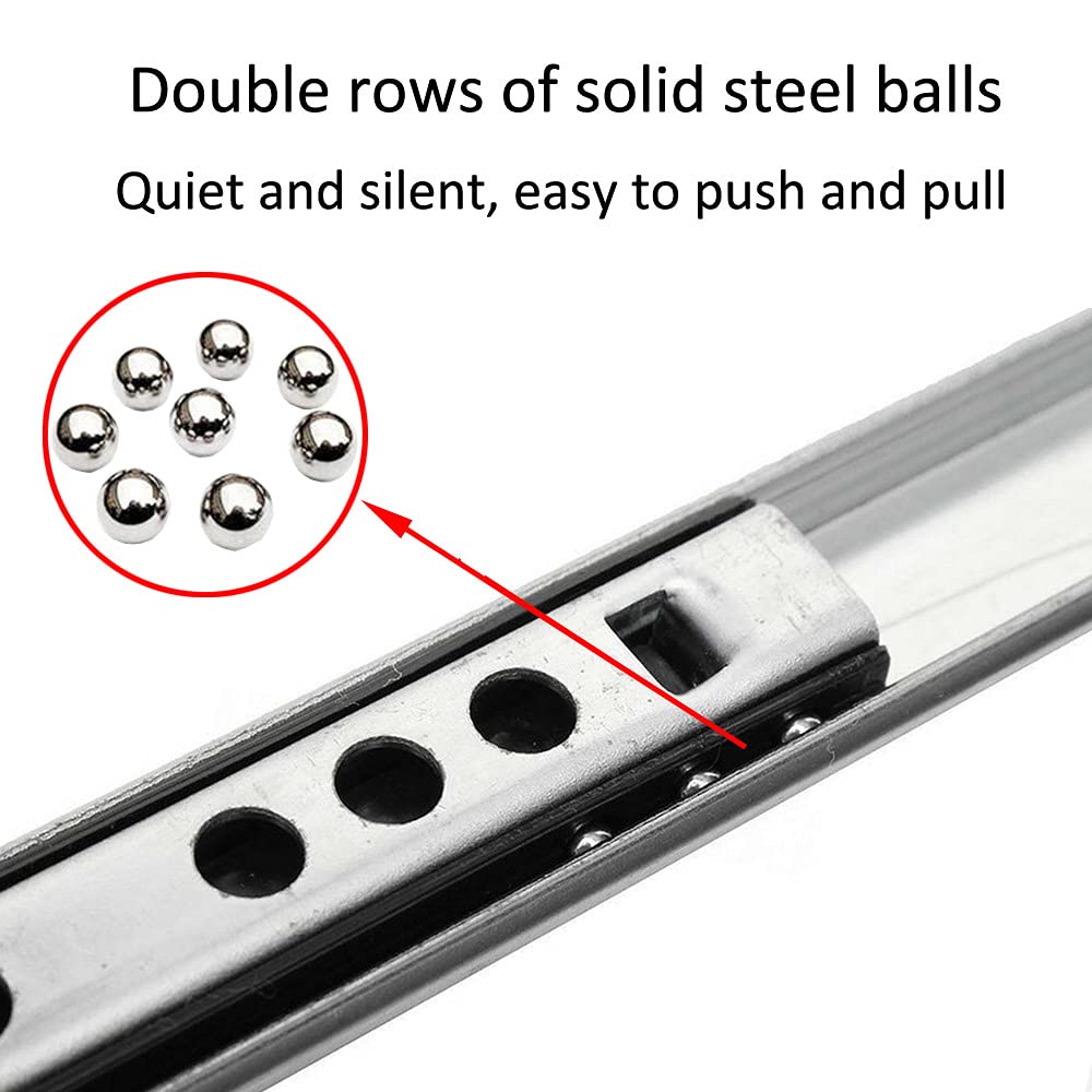 ETOPARS 5 Pairs 11" Heavy Duty 17mm Drawer Runners Slide Slides Ball Bearing Grooved Steel Extension Sizes Kitchen Cabinet Desk Capacity Side Mount