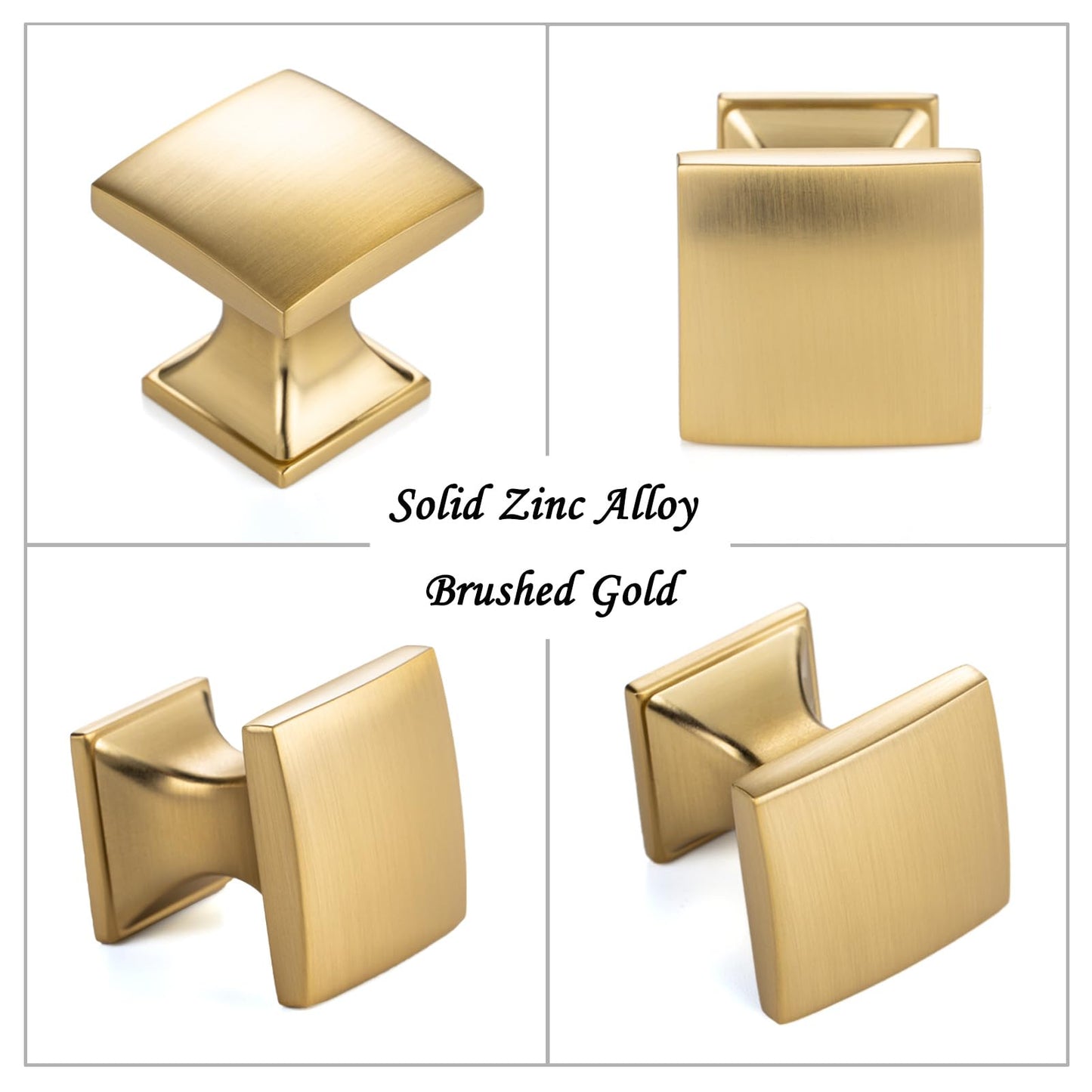 ASKANO 10 Pack 1 Inch, Small Square Brushed Gold Cabinet Knobs Gold Drawer Knobs Gold Cabinet Pulls, ZK2203 Solid Kitchen Hardware for Cabinets Drawers Bedroom Dresser Bathroom Vanity Cupboard