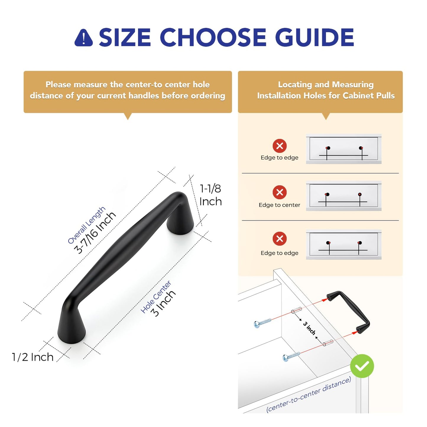 Ravinte 20 Pack 3 Inch Matte Black Kitchen Cabinet Handles Solid Zinc Alloy Cabinet Pulls Cupboard Hardware Drawer Handles