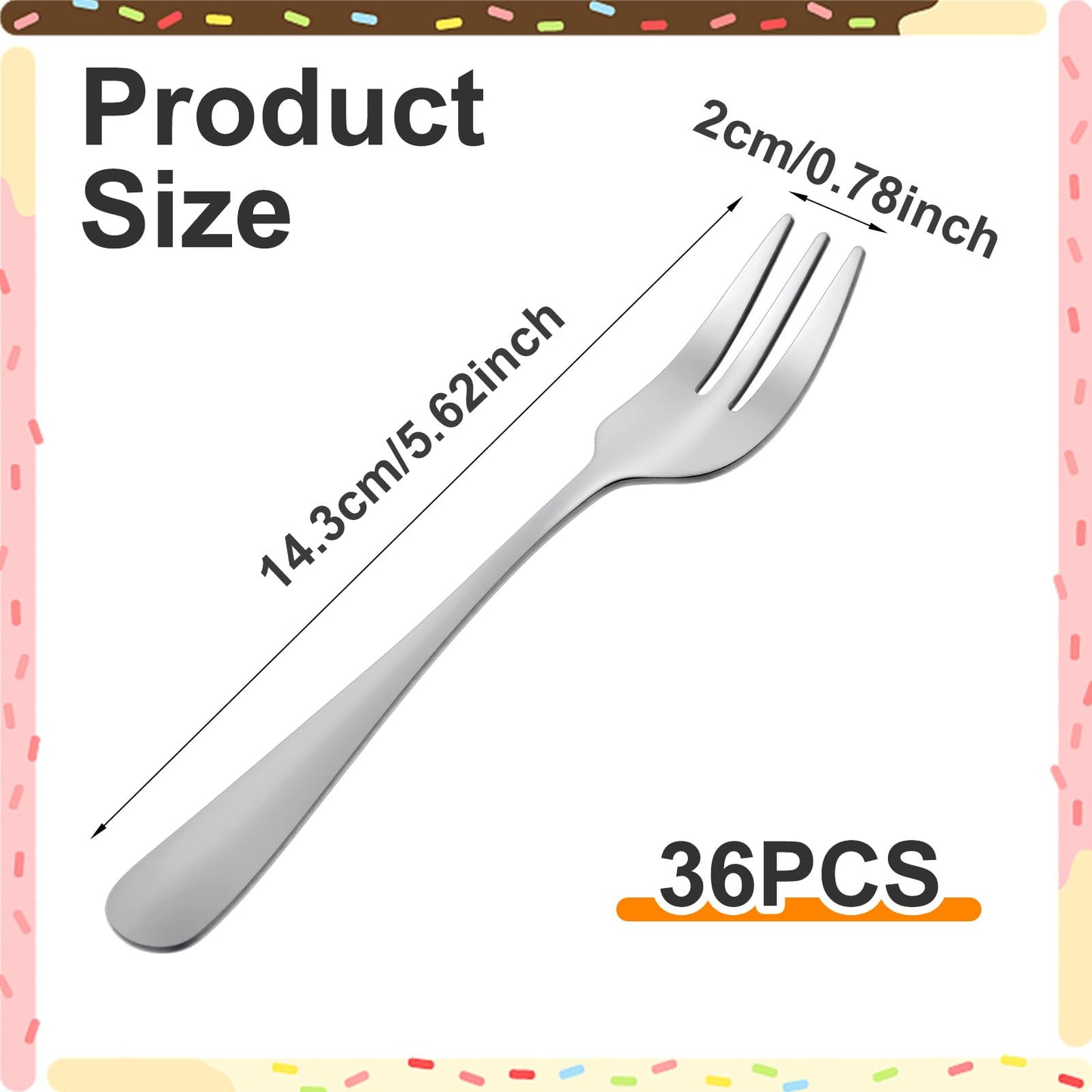 PercyEffie 36pcs Appetizer Small Forks 5.5Inches cocktail forks mini fork Stainless Steel Portable appetizers Cocktail Salad Fruit Fork for dessert,cake,pickle,crab,oyster Party