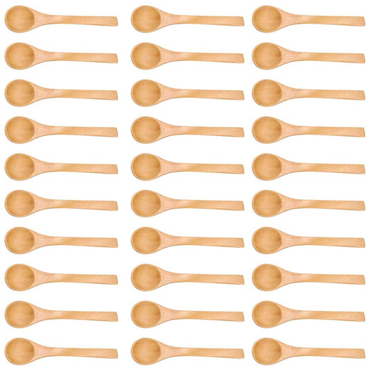30Pcs Wooden Spoons for Cooking Dishwasher healthy Mini Spoon Eating Kitchen Condiment Tools Ice cream Sugar Honey Coffee Teaspoon(4.9inch)