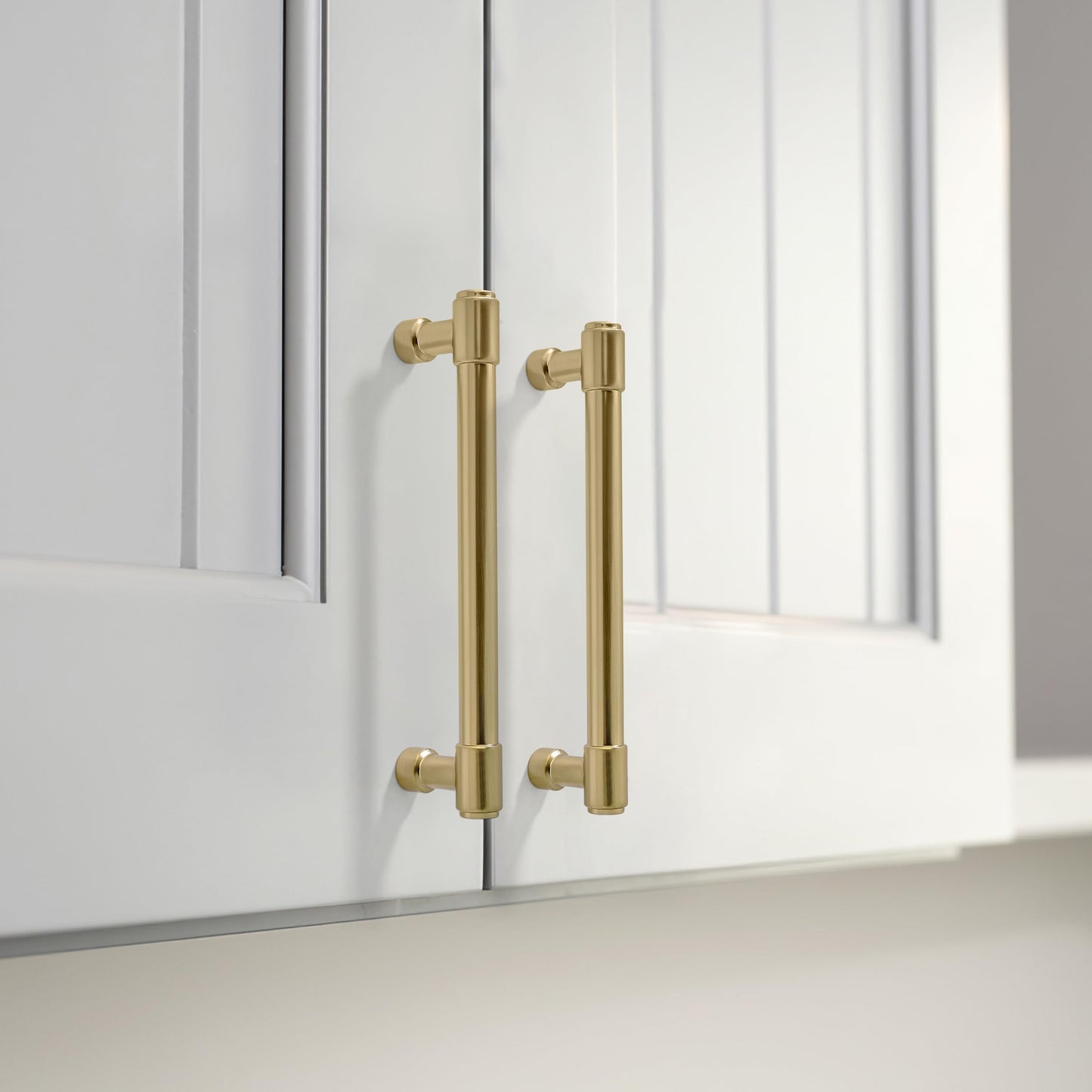 khtumeware 10 Pack Brushed Brass Cabinet Pulls 5 Inch(128MM) Hole Centers Kitchen Brushed Gold Cabinet Handles Cabinet Hardware Kitchen Handles for Cabinets Cupboard Handles Drawer Pulls