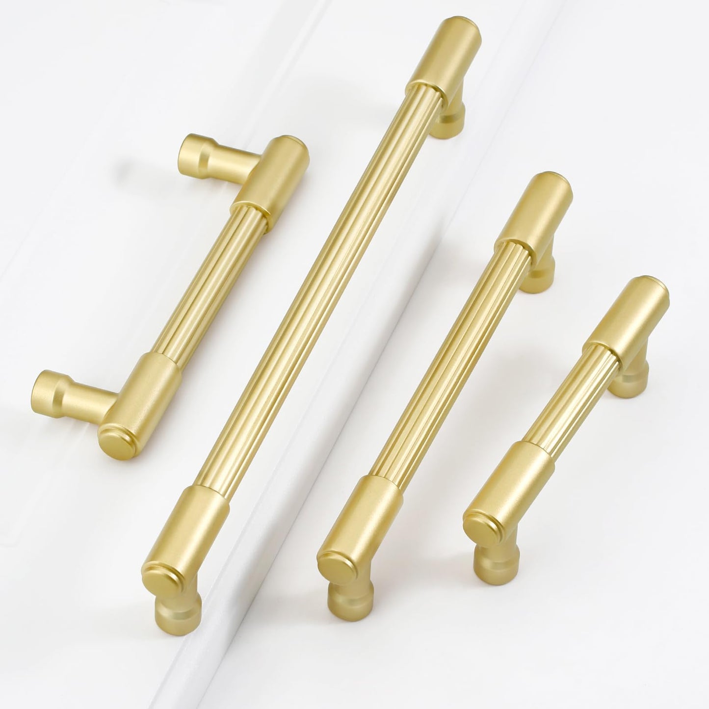 FABERHOM 5 in (128 mm) Brushed Gold Cabinet Pulls, 10 Pack, Zinc Alloy Kitchen Cabinet Handles for Kitchen Cabinets, Drawers and Dressers
