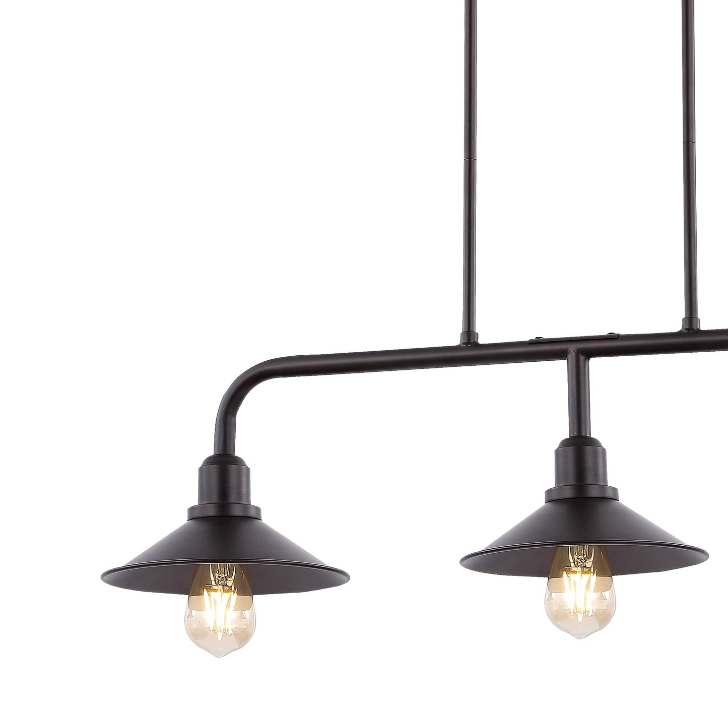 JONATHAN Y 34.25" Oil Rubbed Bronze 3-Light Pendant for Kitchen Island, Modern Farmhouse Industrial Metal Ceiling Light with LED Bulbs, Iron Shade (JYL1113A)