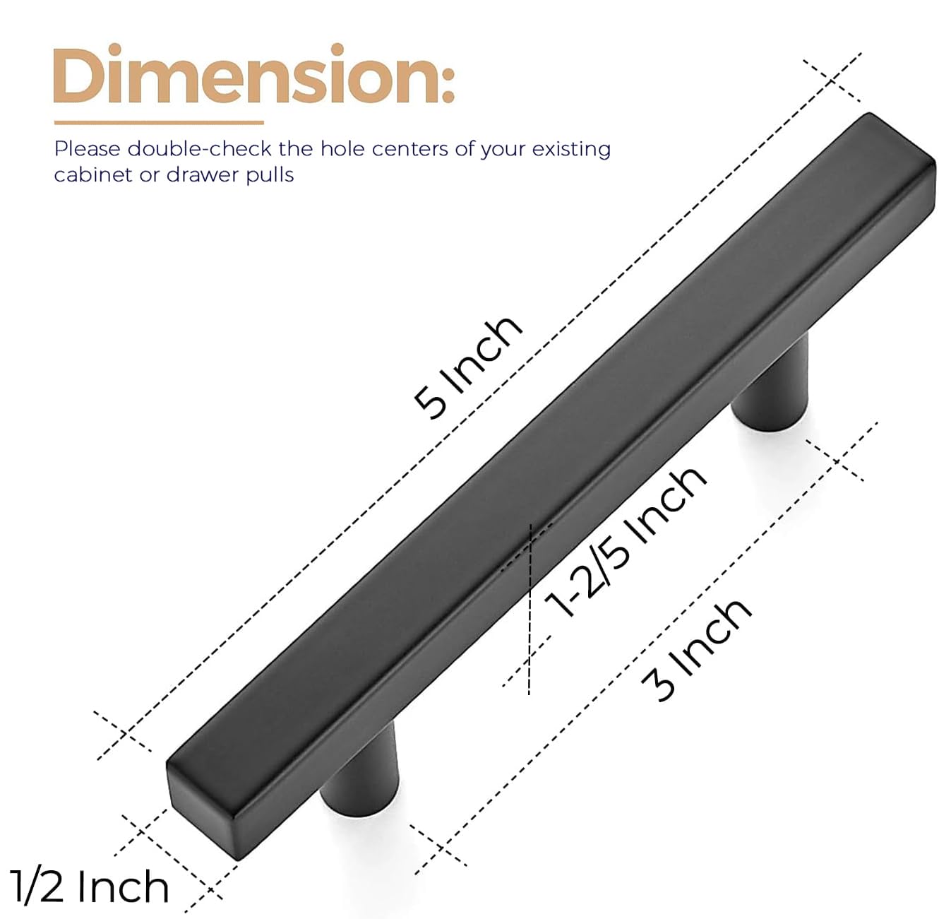Ravinte 30 Pack 5 inch Square Cabinet Pulls Matte Black Stainless Steel Kitchen Drawer Pulls Cabinet Handles 5”Length, 3” Hole Center