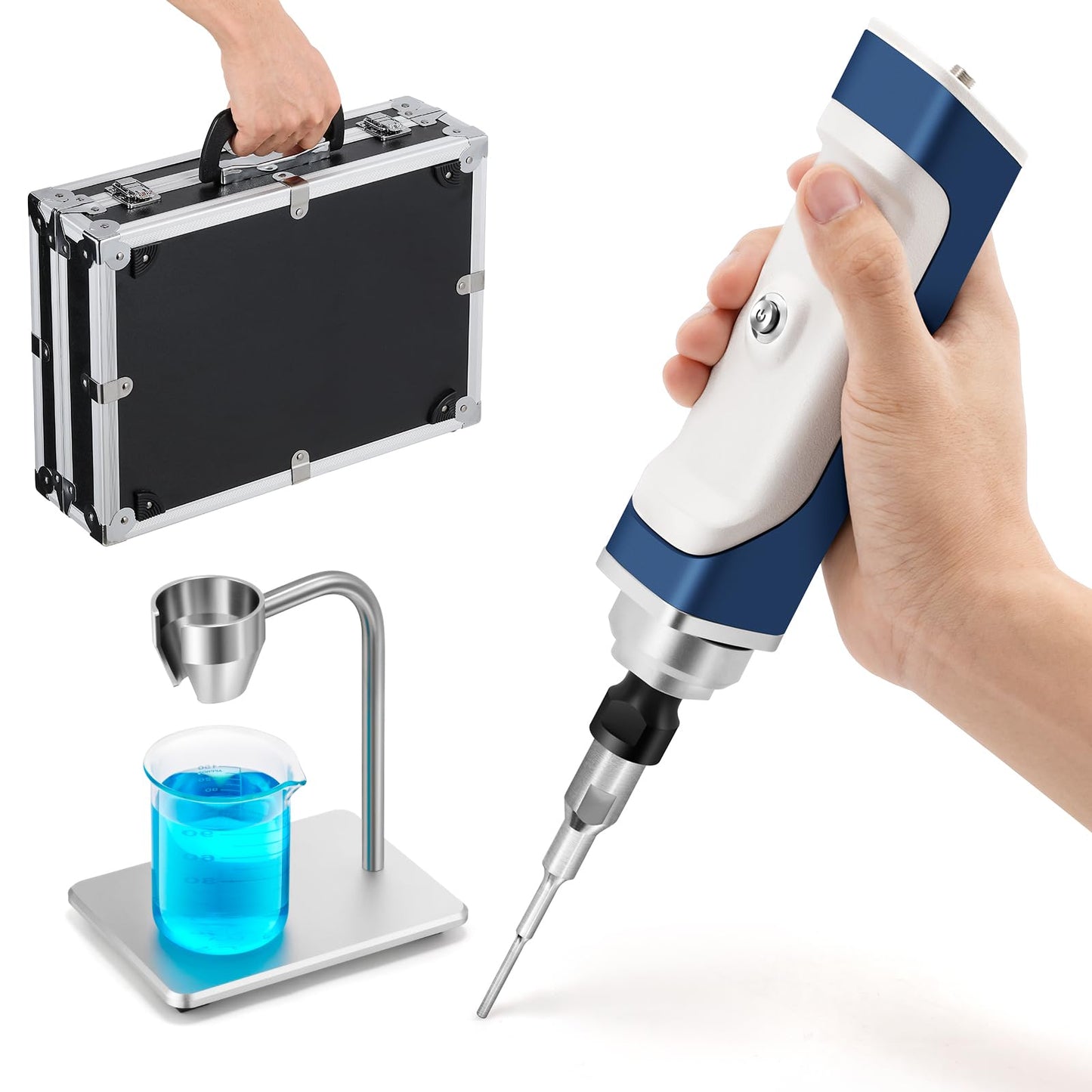 Bonvoisin Handheld Ultrasonic Homogenizer Emulsifier Sonicator Processor Cell Disruptor Mixer with Bracket Carrying Case 110V (3mm 0.1~30ml)