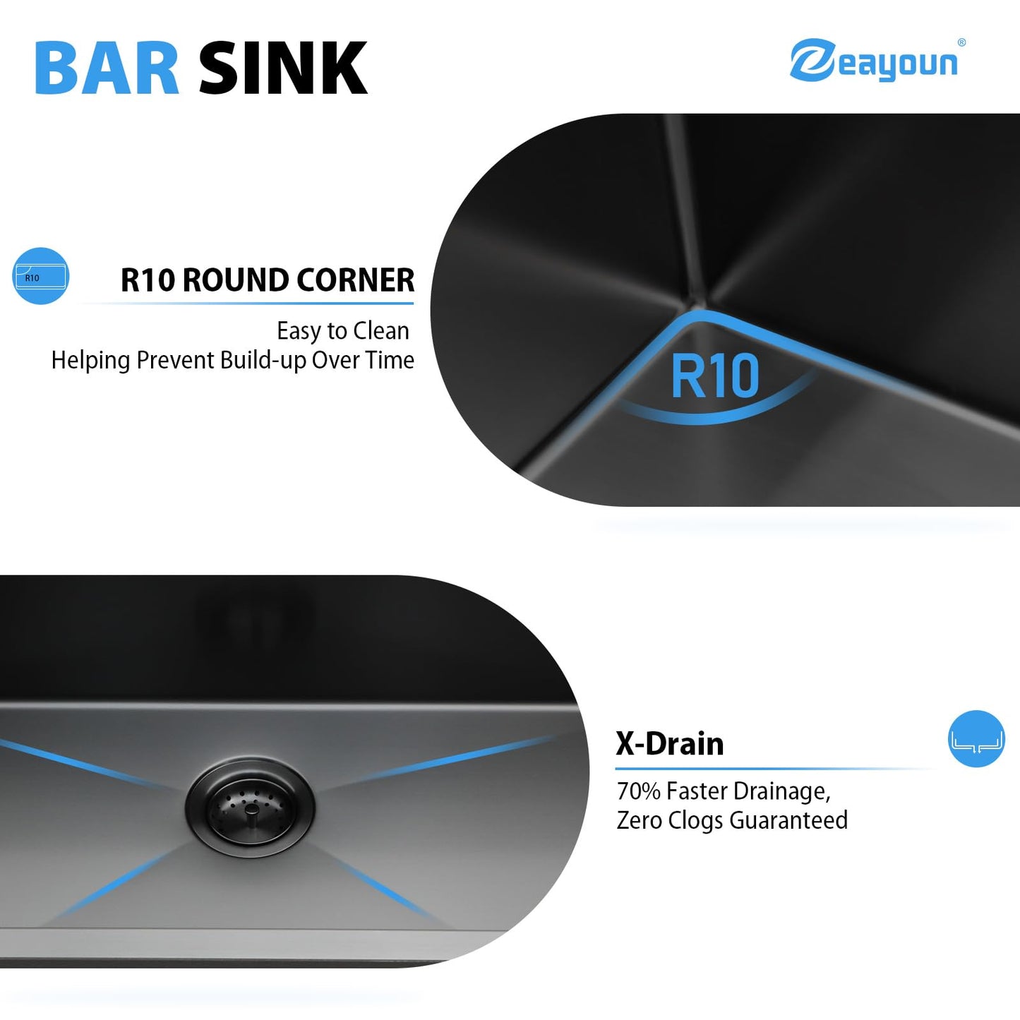 Zeayoun 12 Inch Gunmetal Black Undermount Bar Sink 12 x 15 Kitchen Sink 304 Stainless Steel Single Bowl Under Counter Sink with Nano Coating, 12x15x9