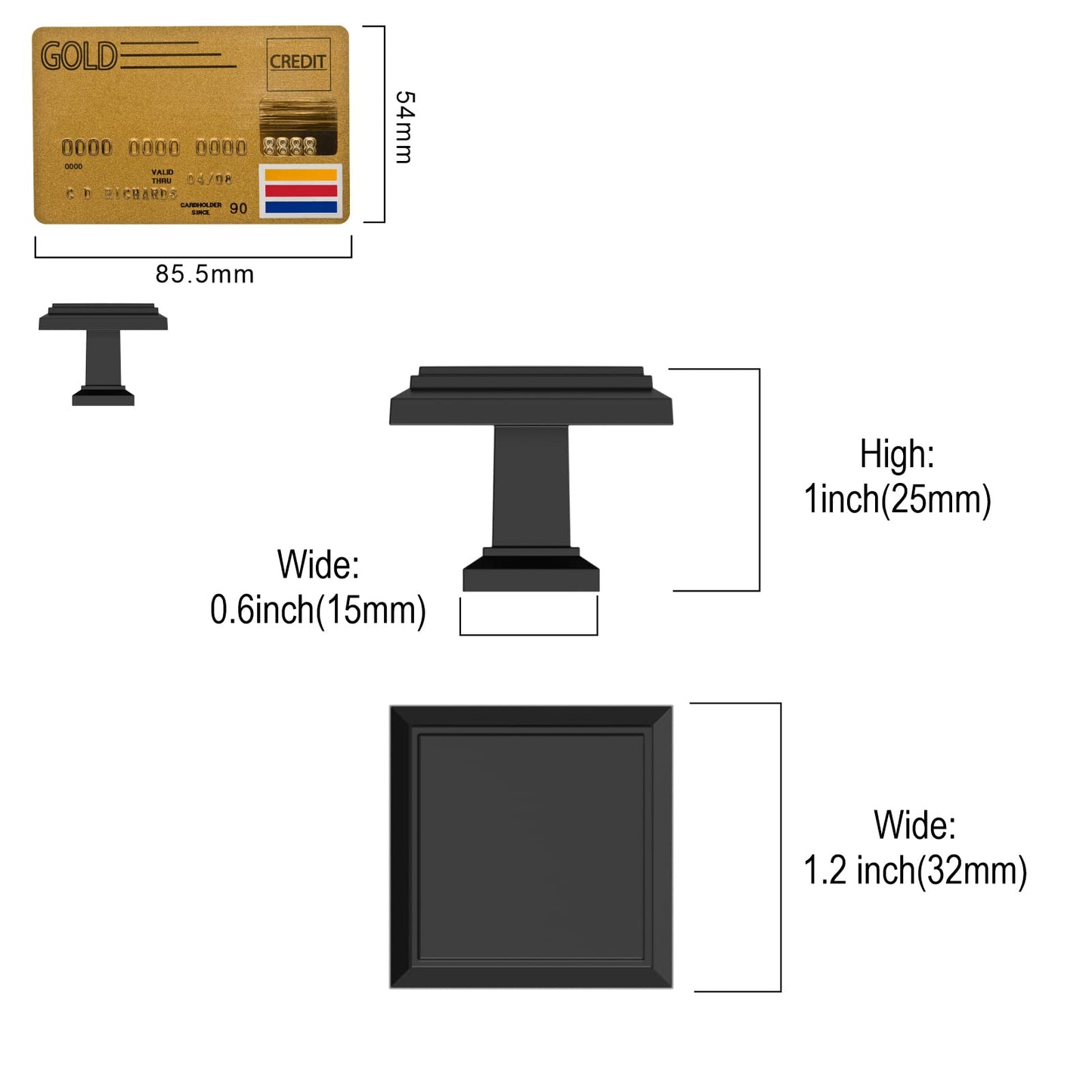 Amerdeco 10 Pack 1.3 Inch(32MM) Cabinet Knobs, Matte Black for Dresser & Bathroom Cabinets ZH0001MBK