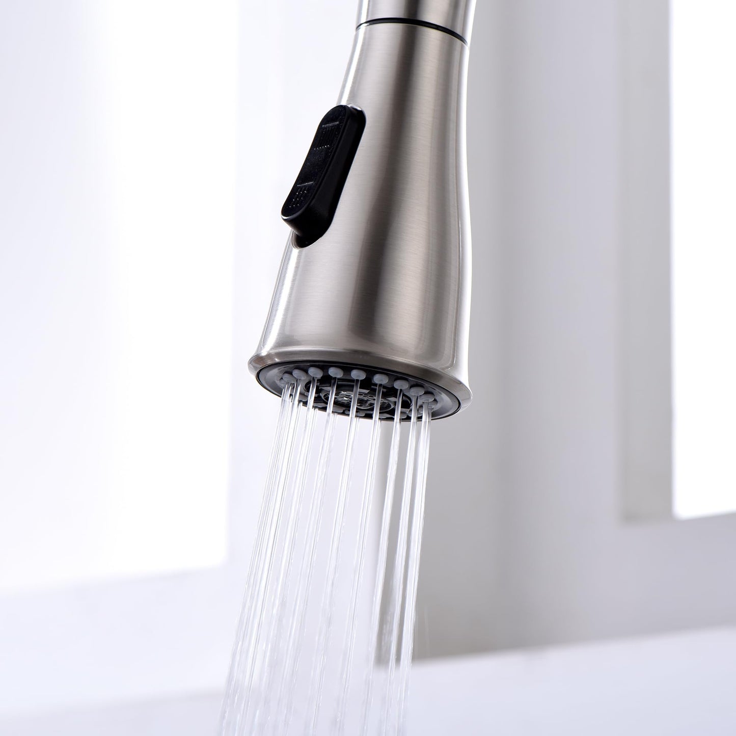 SUMERAIN Kitchen Faucet with Pull Down Sprayer Brushed Nickel, Dual Function Lead-Free Stainless Steel Sink Faucet