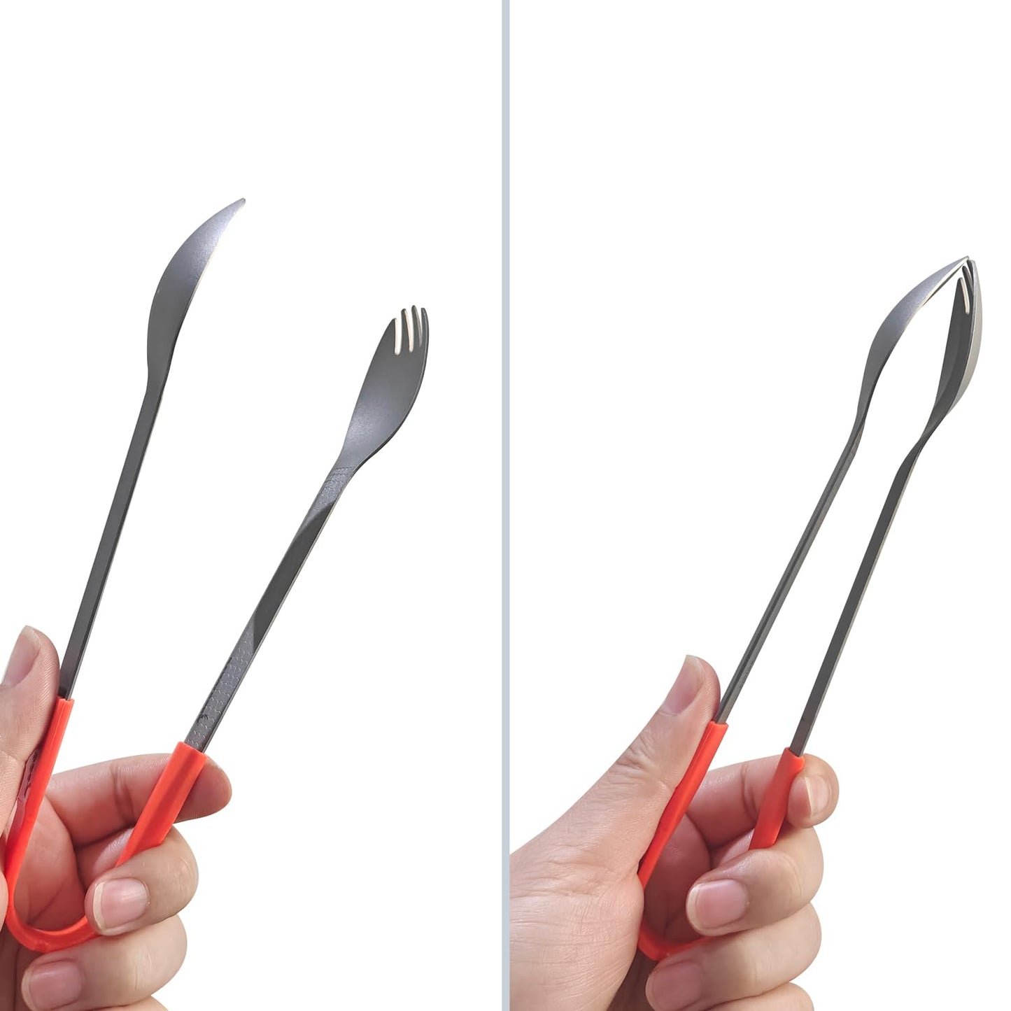 Dawn Deer 3 in1 Titanium Ultralight Cutlery Set, Long Handle Spoon and Spork, Camping tong, Travel Utensils with Bag (16CM)