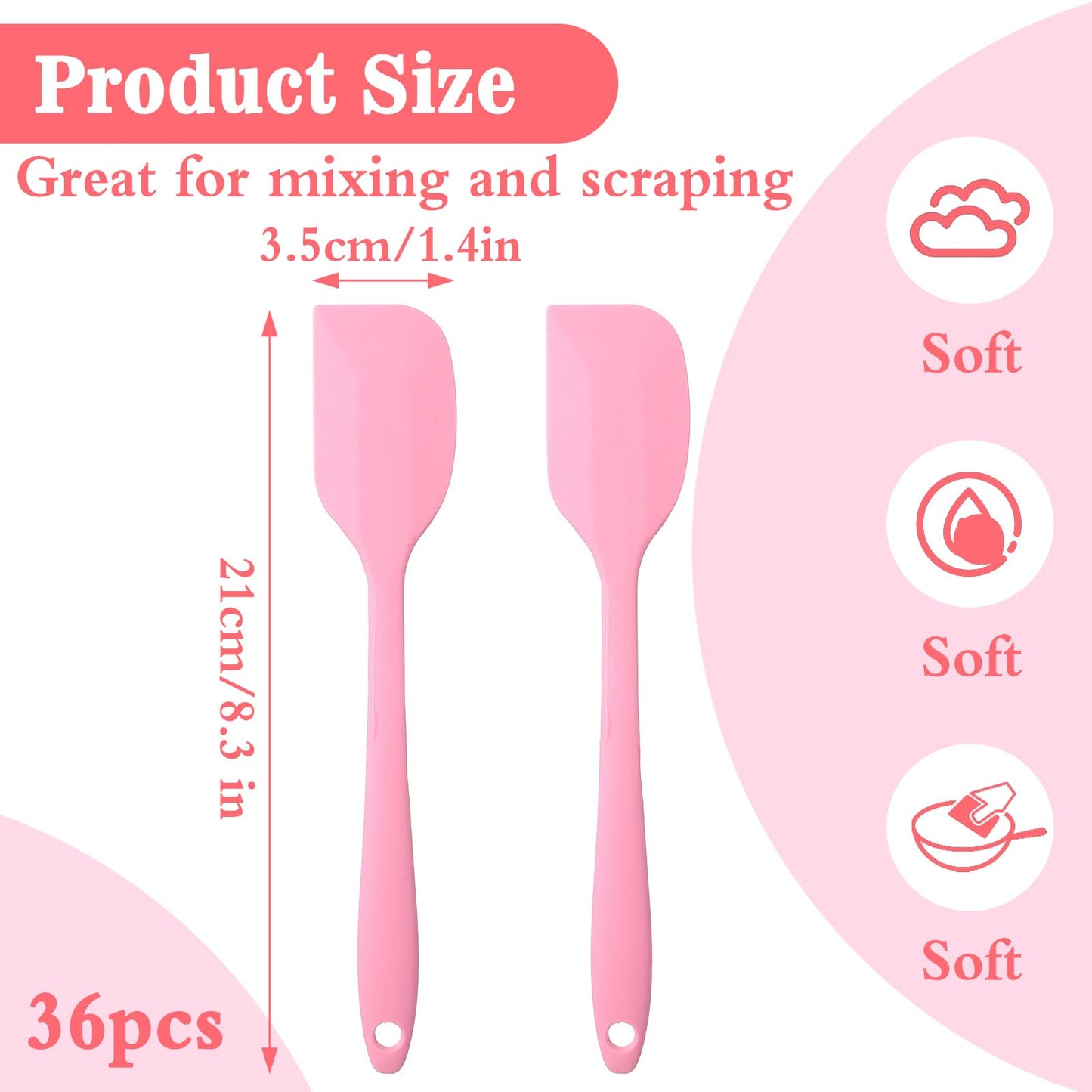 Mini Silicone Spatula - 36Pcs Mini Spatulas for Kitchen Use, 8.3 Inch Small Heat-Resistant Silicone Scrapers, Multicolor Non-Stick Flexible Baking Tools (6 Colors)