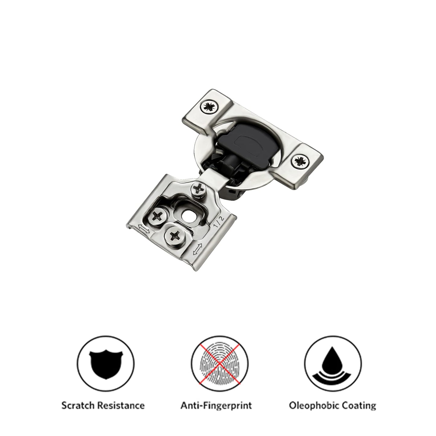 Ravinte 50 Pack 25 Pair 1/2 inch Overlay Soft Close Kitchen Cabinet Hinges Stainless Steel Adjustable Kitchen Hinges Satin Nickel Cabinet Hardware