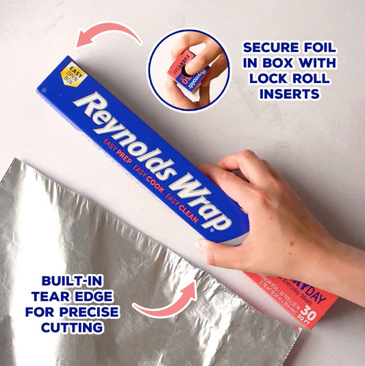 Reynolds Classic Kitchen Foil | Aluminium Foil | Tin Foil for Cooking, BBQ, Roasting | Pack of 3 Rolls, 304mm x 9.14m | Packaging May Vary