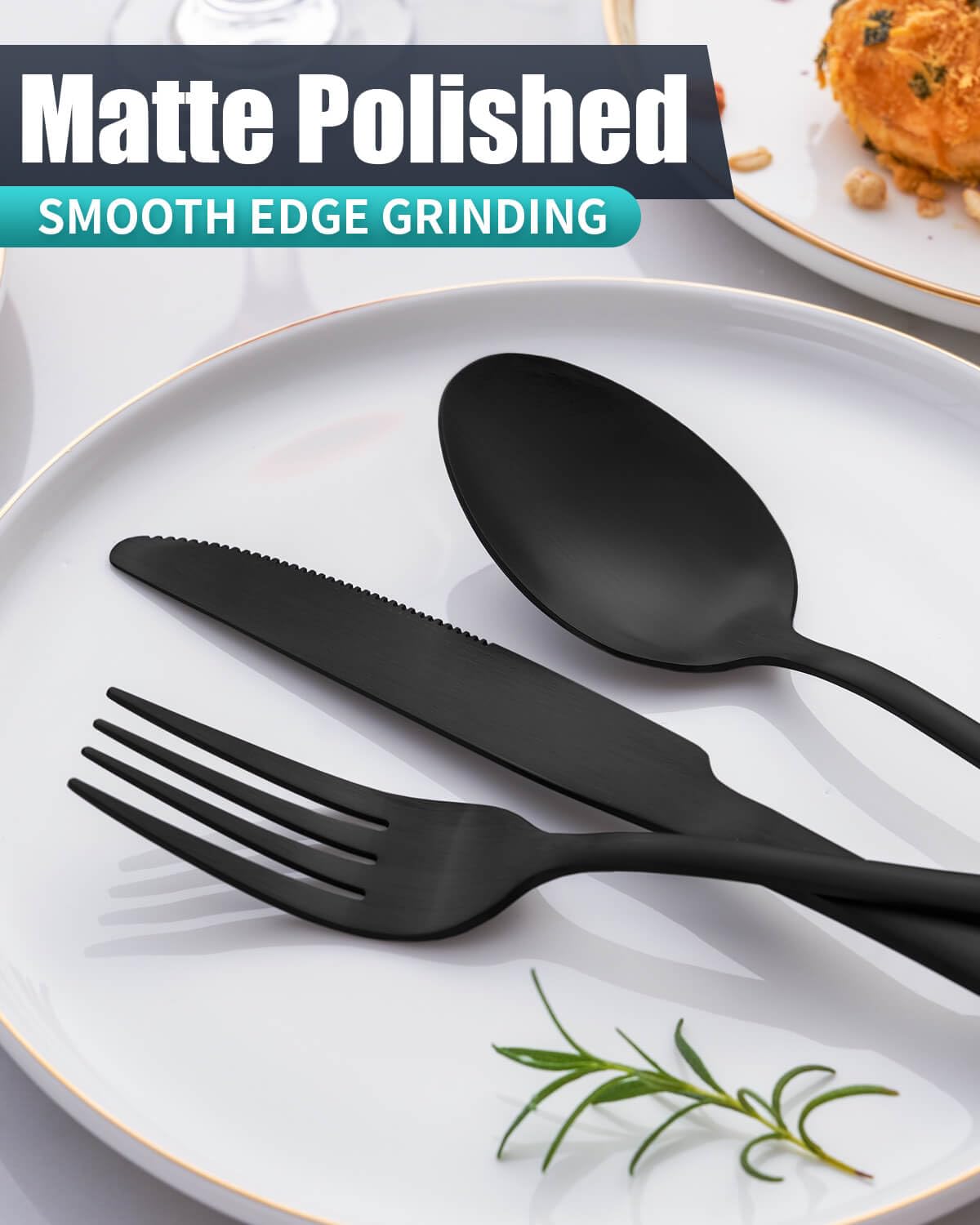 Joincook 36-Pieces Matte Black Silverware Set with Steak Knives,Stainless Steel Flatware Set for 6,Modern Cutlery Utensils Set,Spoons and Forks Set for Restaurant,Dishwasher Safe