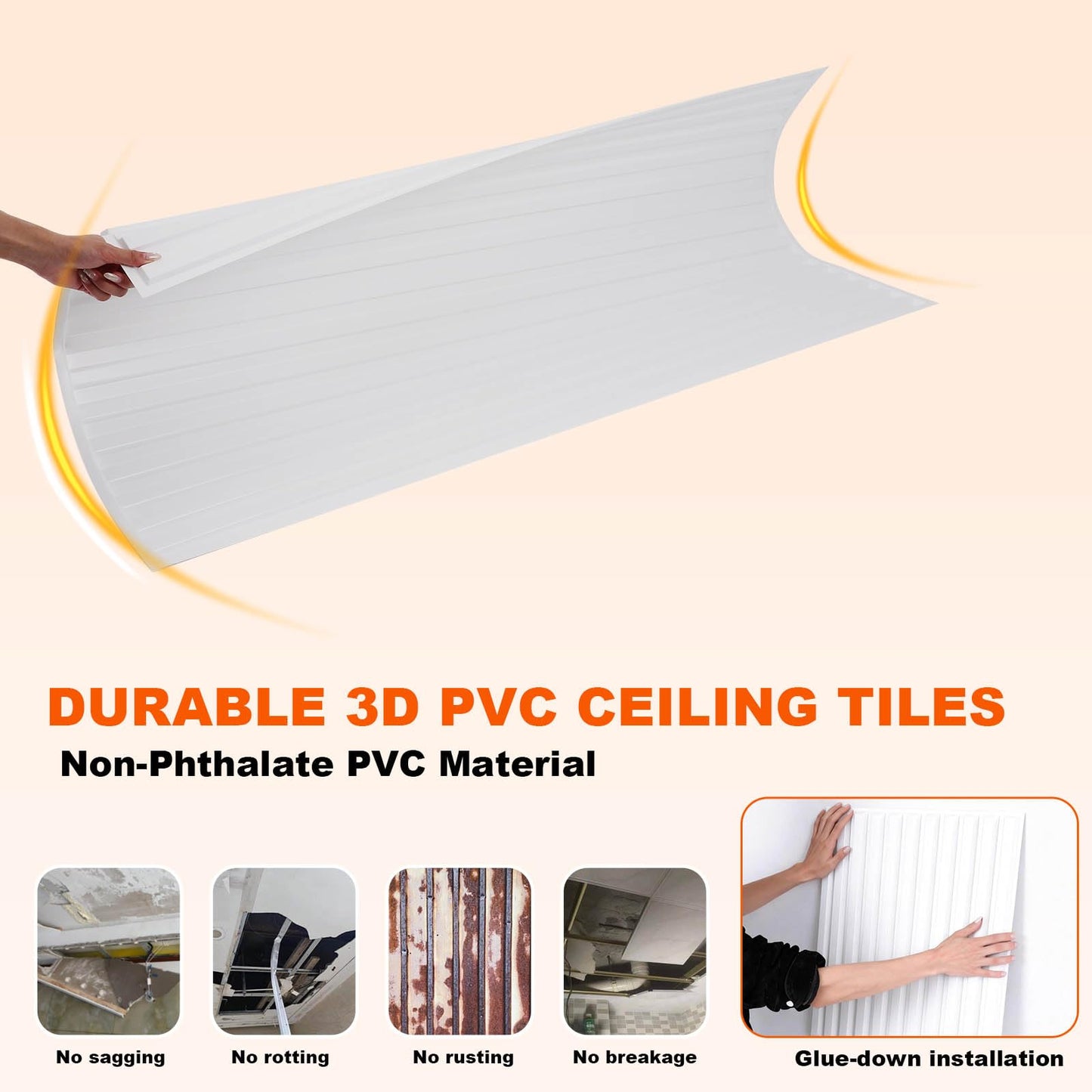 Panels 12 Pack Drop Ceiling Tiles 2x4 Ft,3D Wall Panels for Interior Wall Decoration,PVC Ceiling Covering Sheet 24x48 in, for Interior Wall Paneling Decor and Ceilings,White