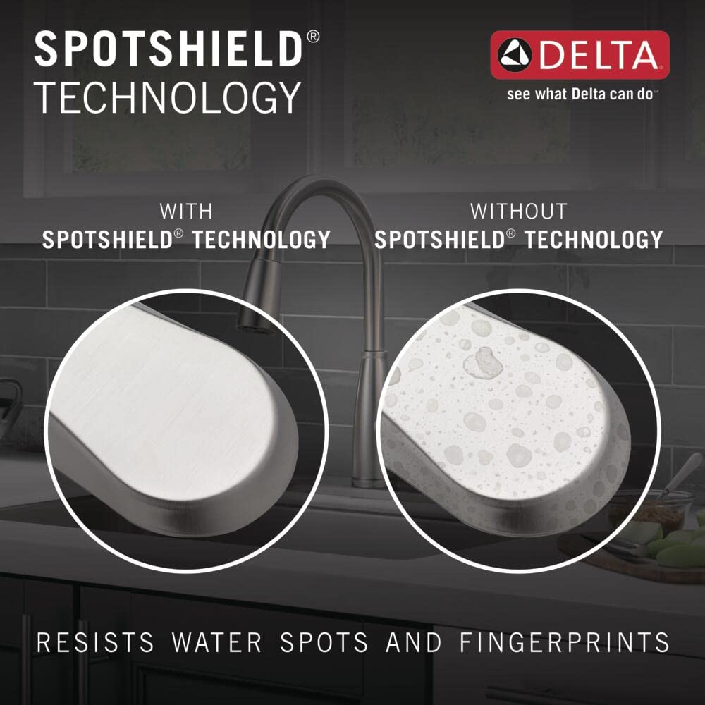 Delta Faucet Lenta Touch Kitchen Faucet Brushed Nickel, Kitchen Faucets with Pull Down Sprayer, Kitchen Sink Faucet, Faucet for Kitchen Sink, Touch2O Technology, SpotShield Stainless 19802TZ-SP-DST