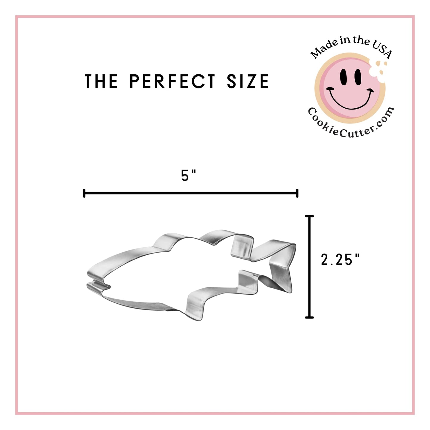 Foose Store Bass Fish Cookie Cutter 5.5 Inch –Tin Plated Steel Cookie Cutters – Bass Fish Cookie Mold