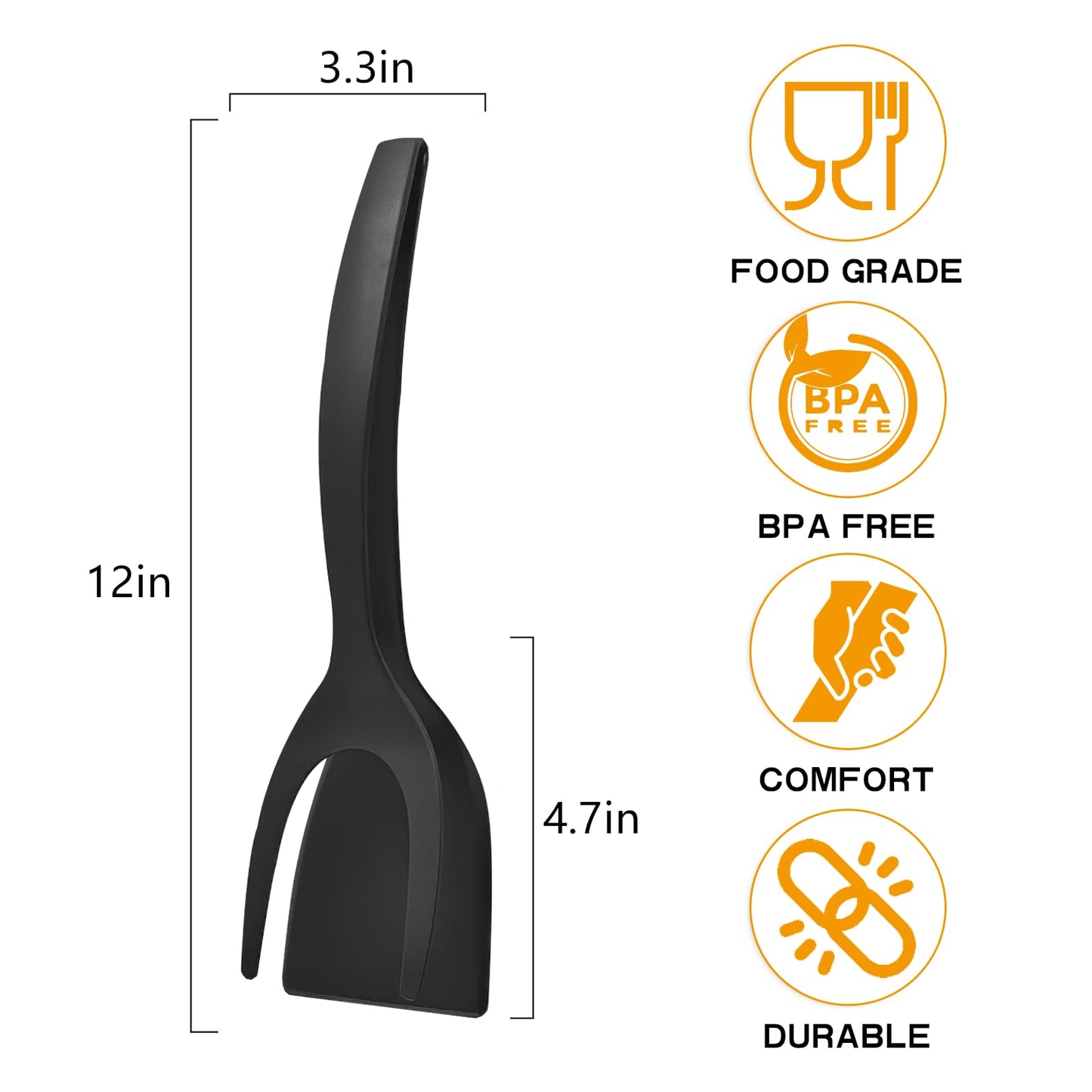 Egg Flipper Spatula Tongs 2 PCS Spatula for Non Stick Frying Pan 2 in 1 Grip & Flip Kitchen Tongs, High Heat Resistant BPA Free Cooking Utensils, Ideal Cookware for Pancakes, Fish, Eggs, Toast