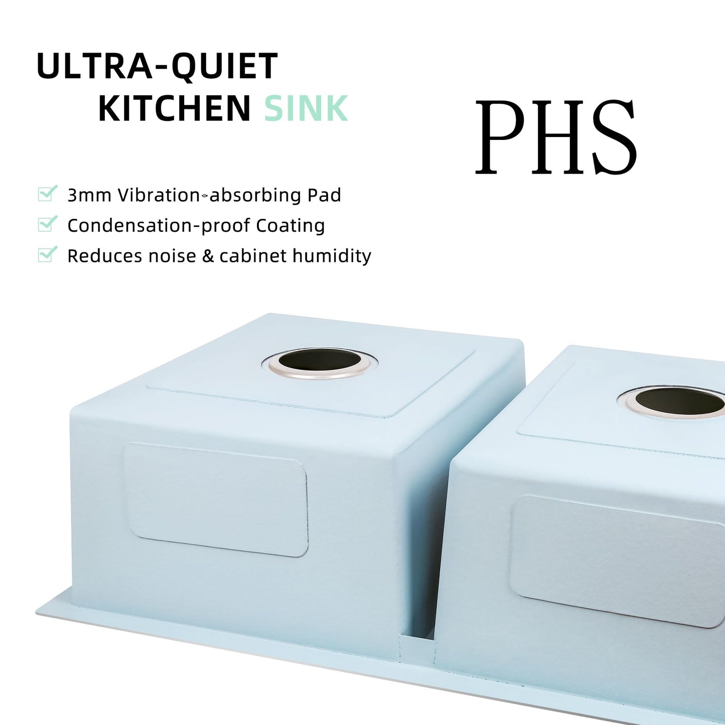 PHS 33 Inch Drop In Double Bowl Kitchen Sink 50/50-16 Gauge Stainless Steel Overmount Kitchen Sink 33x22 with Accessories, 9 Inch Deep Sinks with Brushed Finish