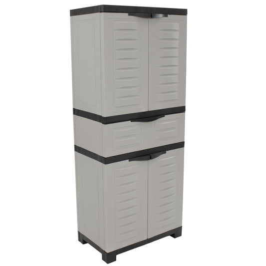 Sunnydaze 57" H Resin Garage Storage Cabinet - Garage Cabinet with 2 Adjustable Shelves - Freestanding Utility Storage for Laundry Room, Office, Basement - Gray