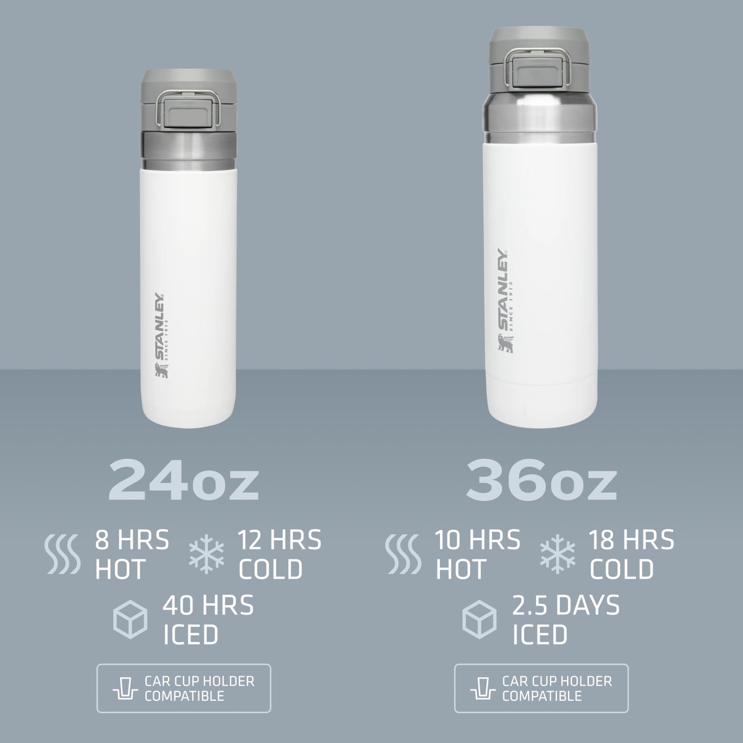 Stanley Quick Flip GO Water Bottle 24 oz | Push Button Lid | Leakproof and Packable for Travel and Sports | Insulated Stainless Steel | BPA-Free | Rose Quartz