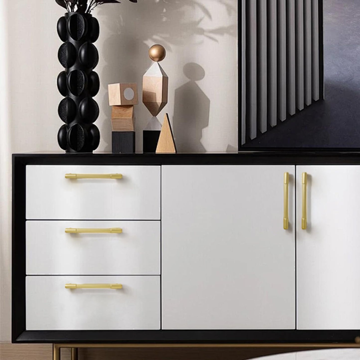 FABERHOM 5 in (128 mm) Brushed Gold Cabinet Pulls, 10 Pack, Zinc Alloy Kitchen Cabinet Handles for Kitchen Cabinets, Drawers and Dressers