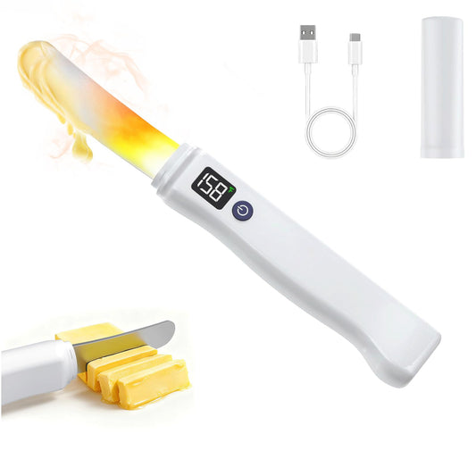 Rechargeable Heating Butter Knife Spreader,Adjustable Heat (131℉/158℉),Electric,Cordless,Heats up in 5 Seconds,Nonstick Stainless Steel Blade,Can Quickly Melt Cold Hard Butter and Coconut Oil,Cheese