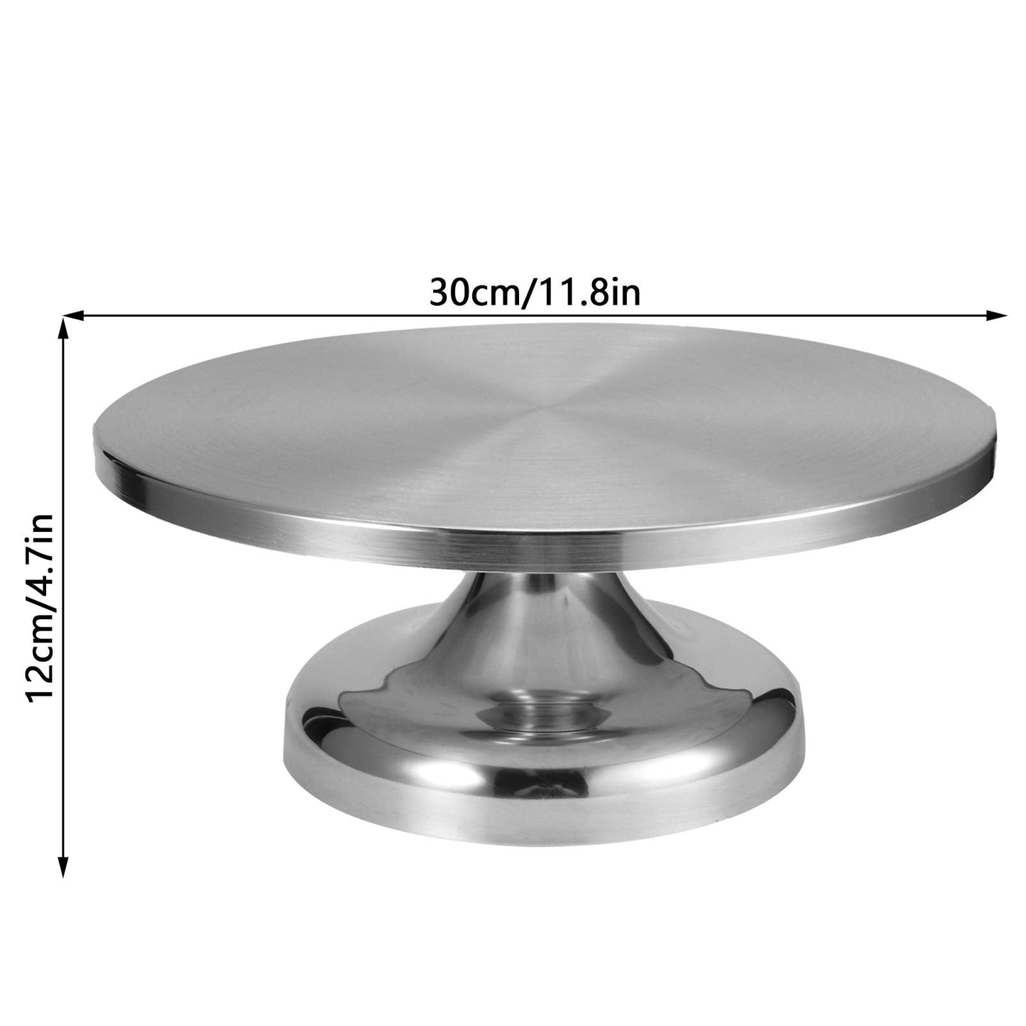 Zerodis Revolving Cake Stand, Stainless Steel Rotating Cake Turntable with Non Slip Base Cake Decorating Stand Bakery Supplies for Cupcakes Cookies Desserts