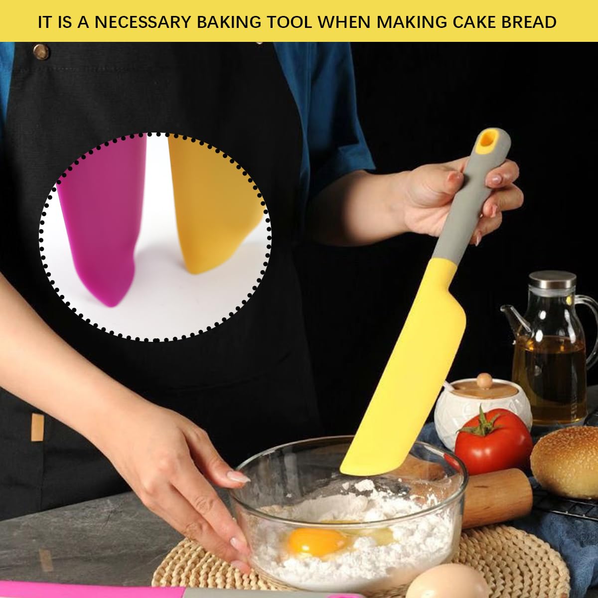 DOERDO 2Pcs Silicone Omelette Spatula Kitchen Omelet Turner Nonstick Cookware for Kitchen Omelet Pancake, 2x13Inch
