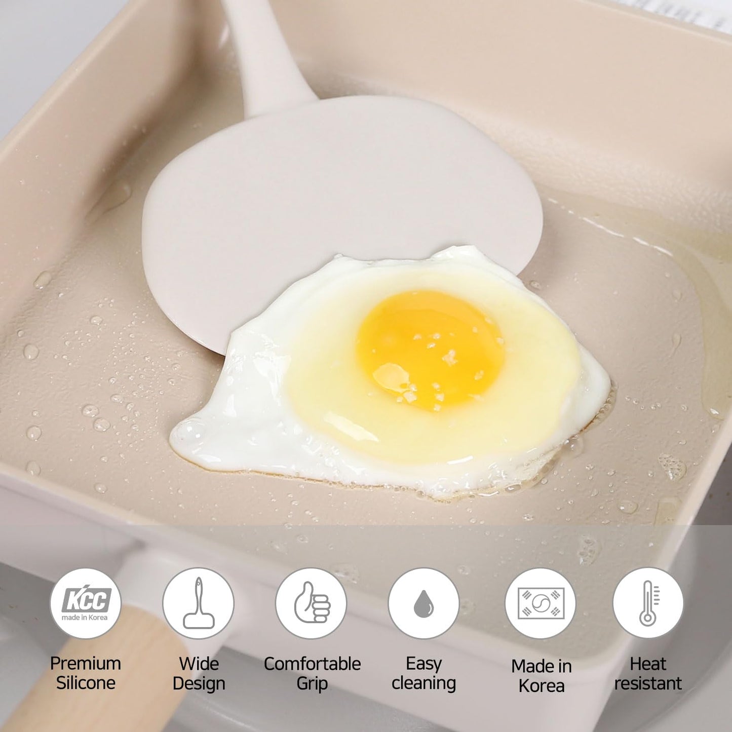 HouseTip Silicone Turner Spatula – Heat Resistant Cooking Utensil for Nonstick Pans, BPA-Free, Flexible and Durable for Flipping Eggs, Pancakes, Fish (White)