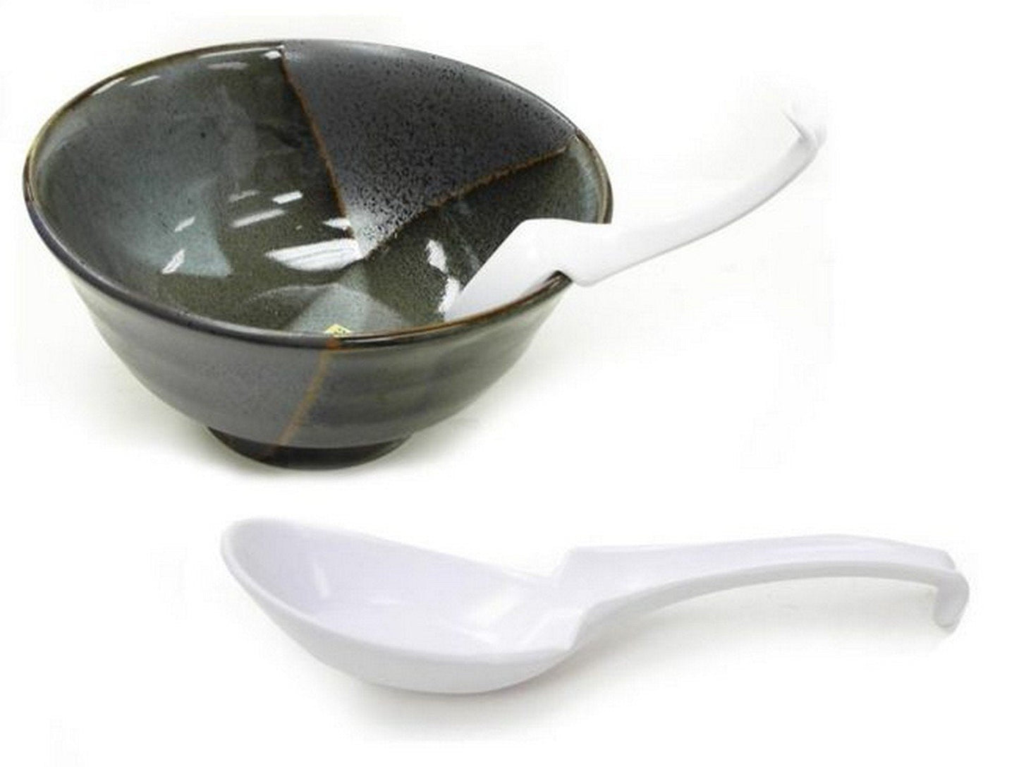 JapanBargain 2777, Set of 12 Chinese Soup Spoons Asian Korean Japanese Wonton Soba Rice Pho Ramen Noodle Spoon Notch and Hook Ladle Style Spoon, White Color