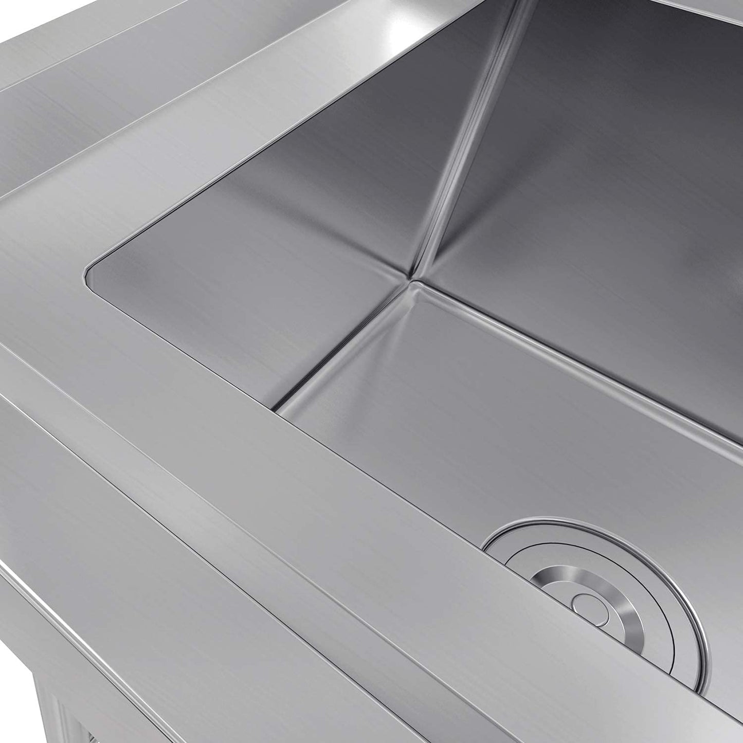 Bonnlo 3-Compartment NSF 304 Stainless Steel Utility Sink Commercial Grade Laundry Tub Culinary Sink for Outdoor Indoor, Garage, Restaurant, Kitchen, Laundry/Utility Room - 39” W x 18” D x 40.2” H
