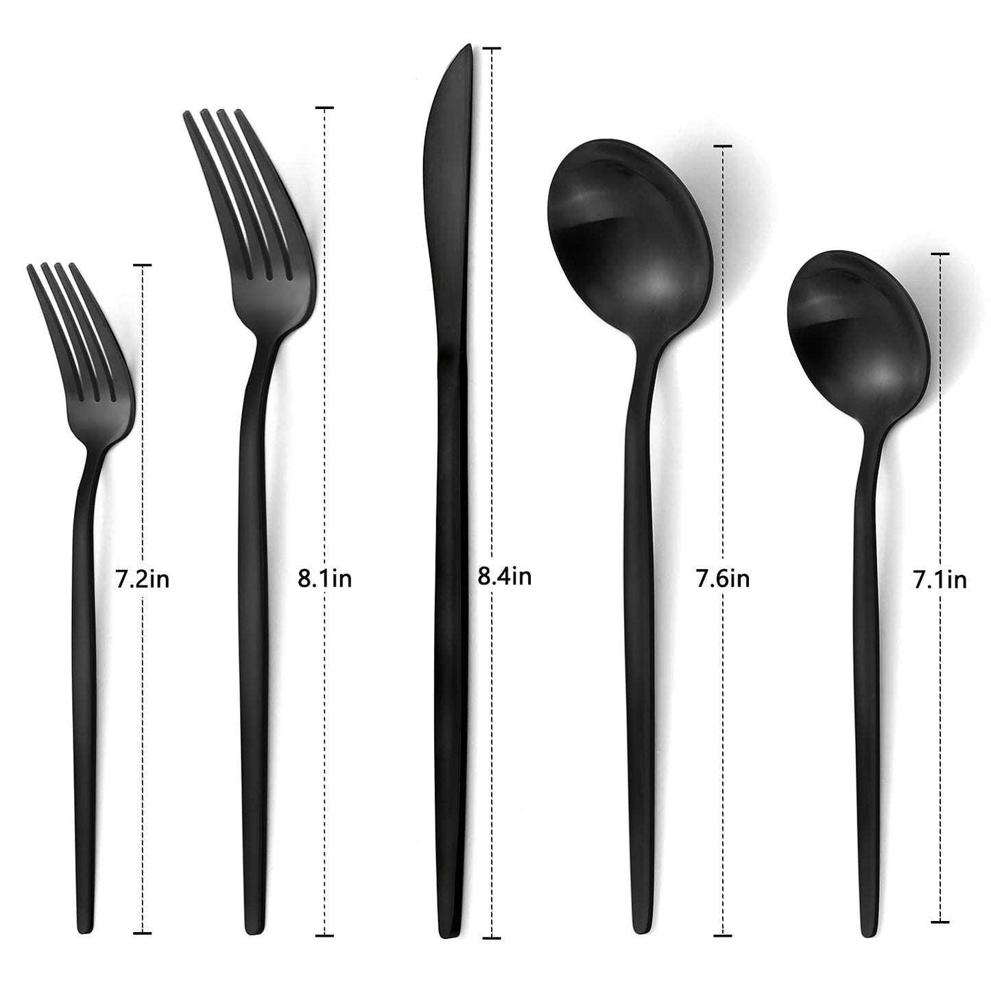 Matte Black Silverware Set, VANVRO 20-Piece Stainless Steel Flatware Set, Satin Finish tableware Cutlery Set, Service for 4, Home and Restaurant, Dishwasher Safe