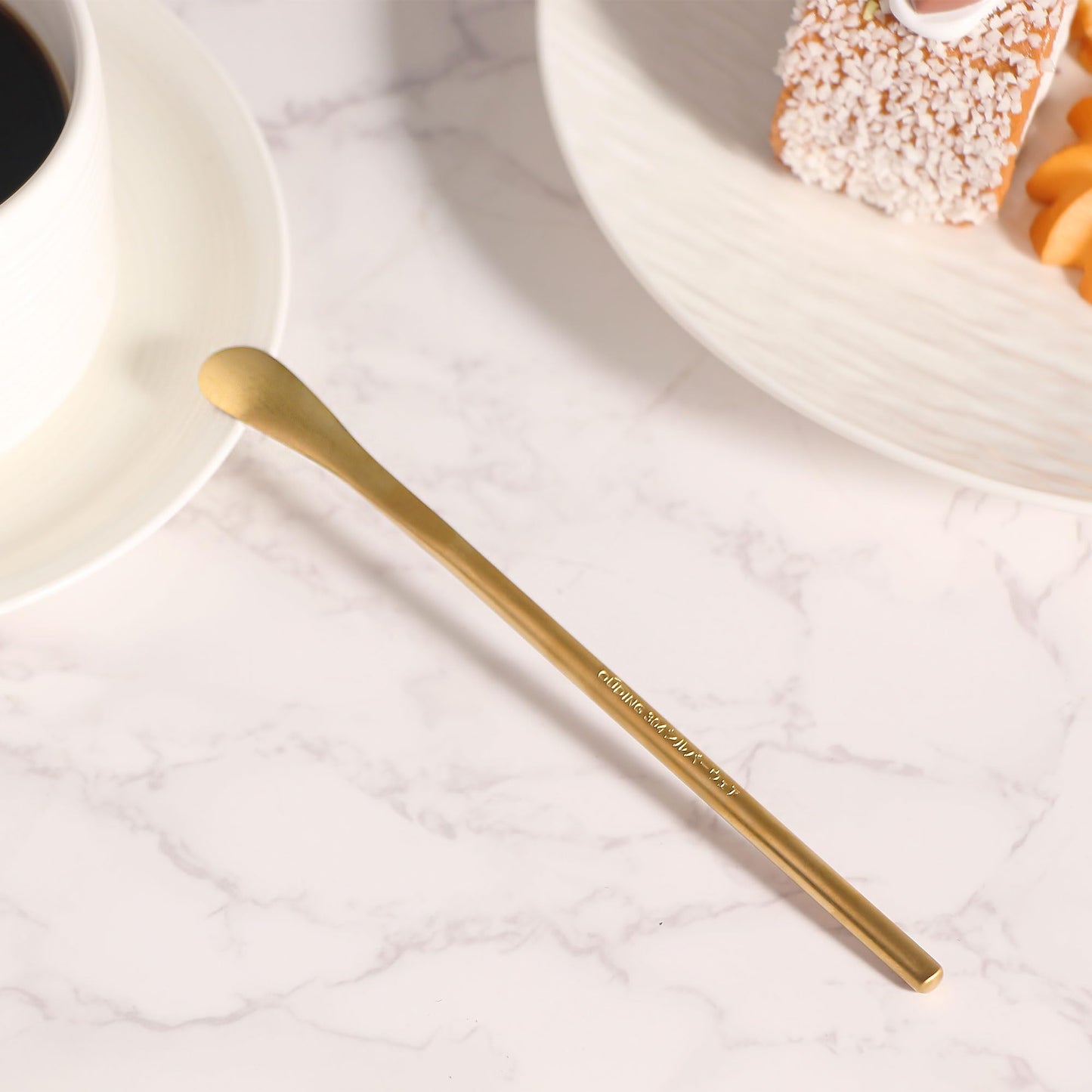 IMEEA 5.9-Inch Mini Espresso Spoons & Coffee Stirrers SUS304 Stainless Steel Coffee Demitasse Stir Stick, Set of 4, Gold Finish